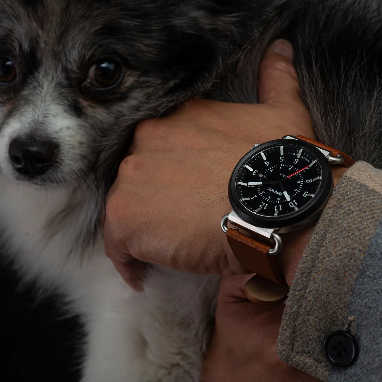 TK-01 - TREK Men's WATCH WITH ITALIAN LEATHER STRAP - WHISKEY BROWN