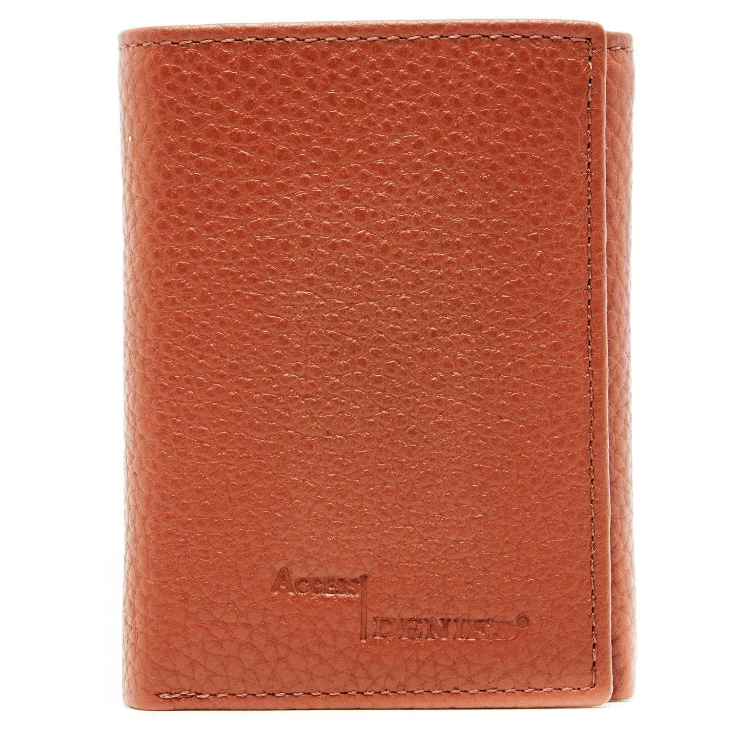 Leather Trifold RFID Wallet with Flip-Up ID