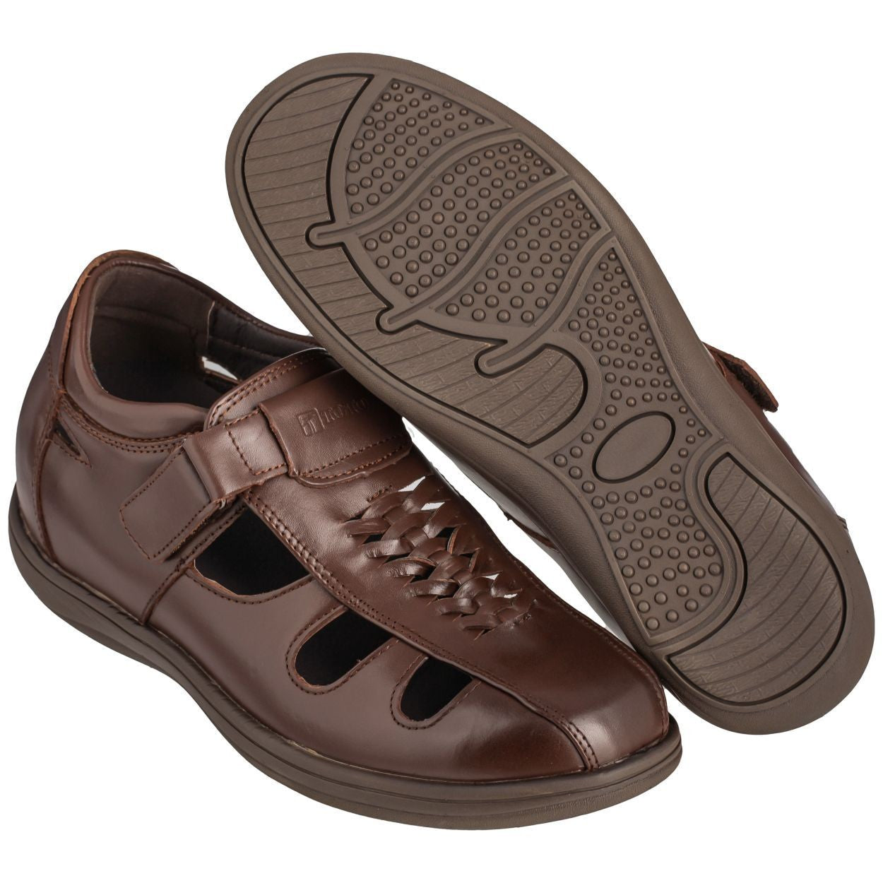 G13072 - 3.2 Inches Taller (Cordovan Dark Brown) Super Lightweight Braided Men's Sandals