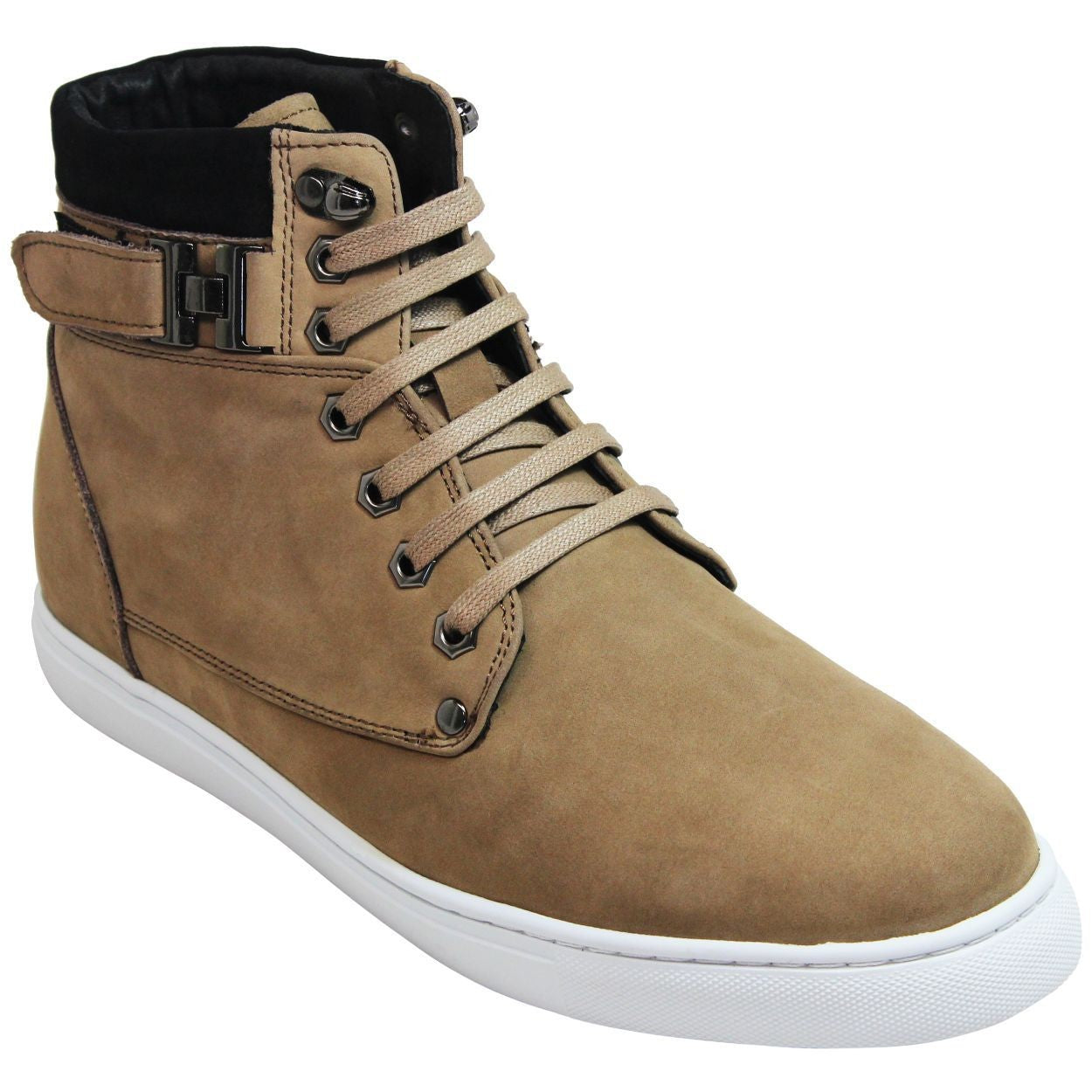 T53121 - 2.6 Inches Taller (Nubuck Tan) - High Top Men's Sneak-boot
