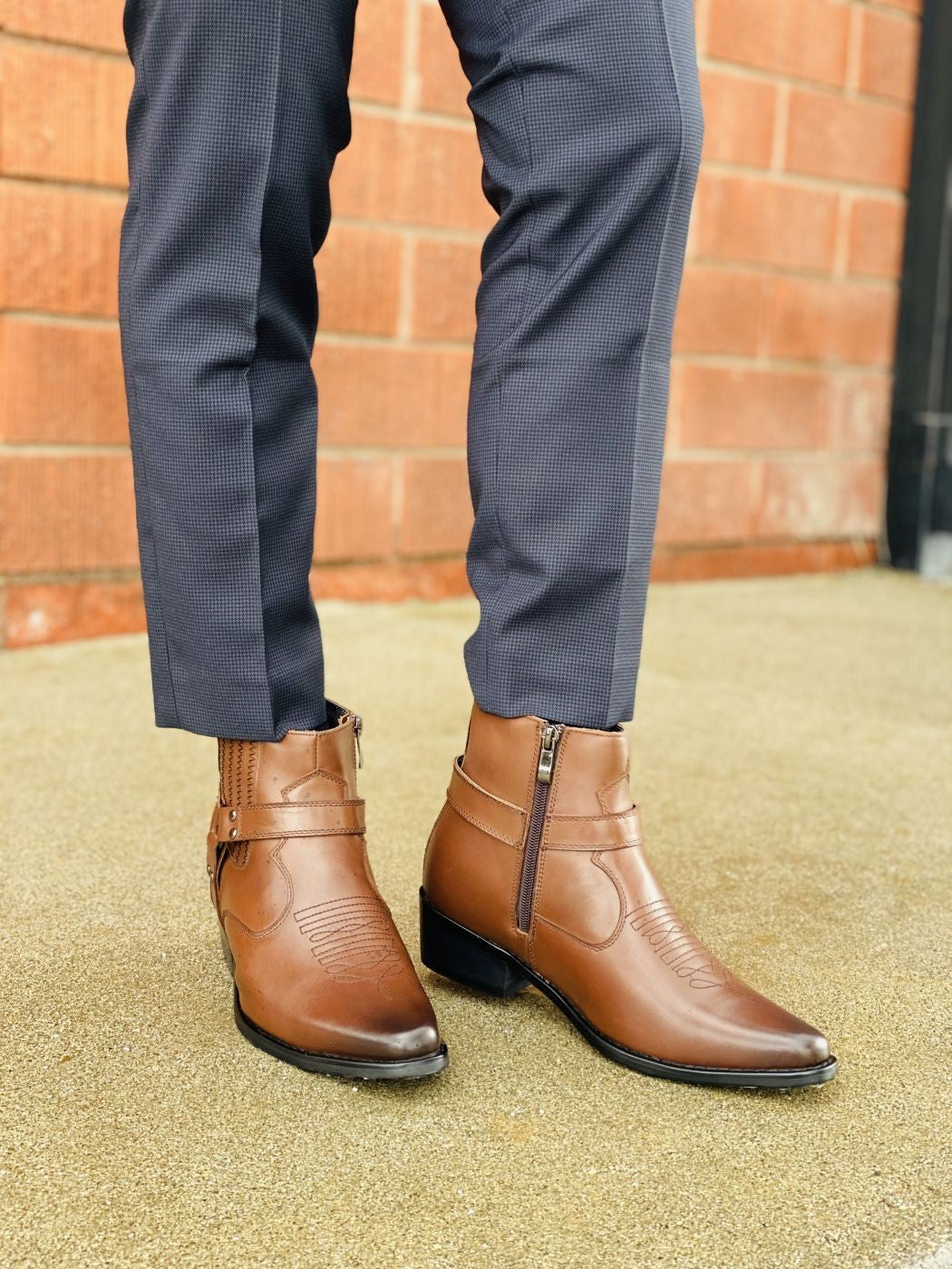 T8113 - 3.3 Inches Taller (Dark Brown) - Zipper Men's Boots