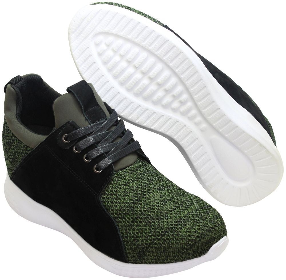 H71921 - 3.2 Inches Taller (Army Green) - Super Lightweight Men's Sneakers