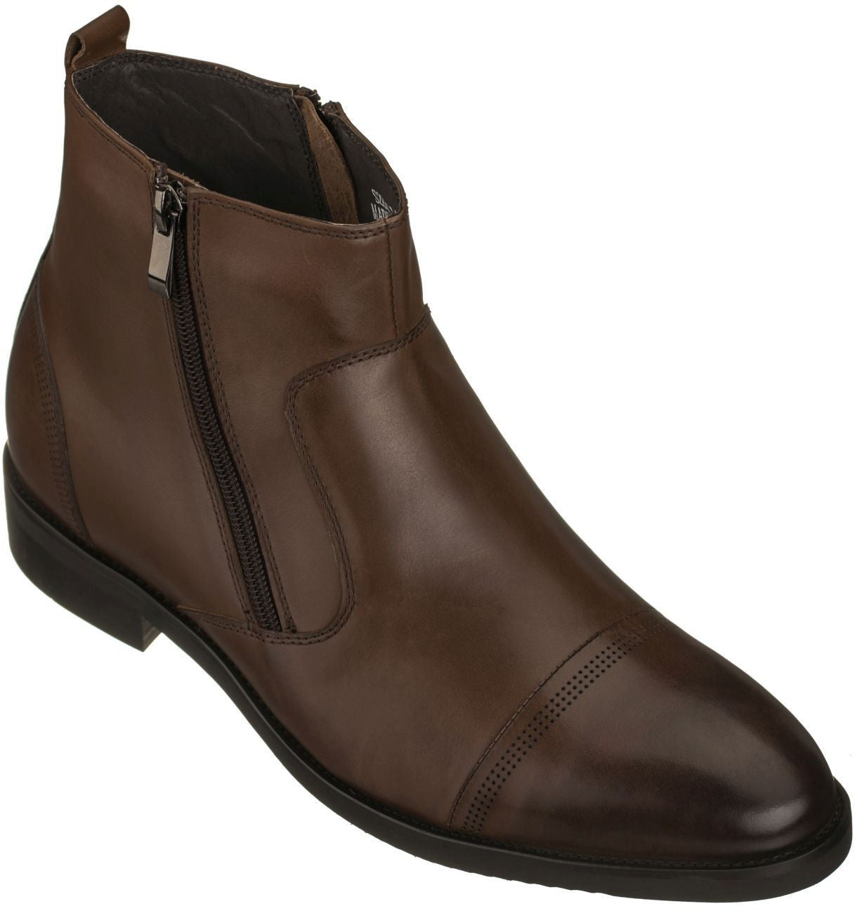 S28002 - 2.8 Inches Taller (Dark Brown) - Lightweight - Zipper Men's Boots