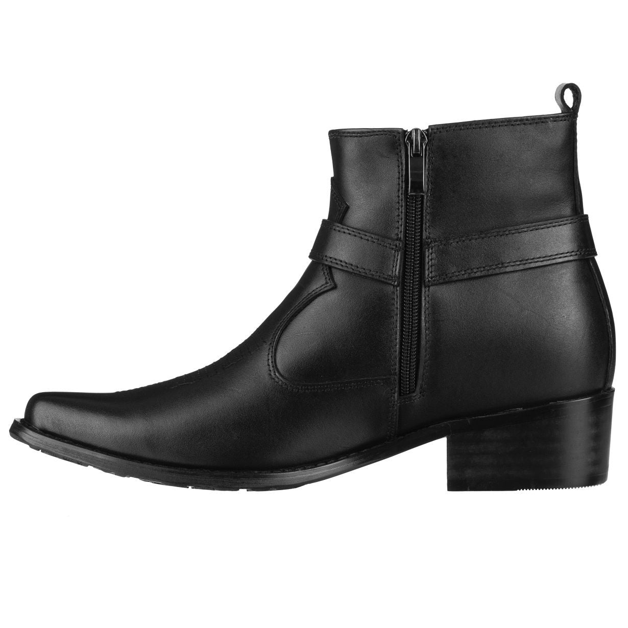 T8112 - 3.3 Inches Taller (Black) - Zipper Men's Boots