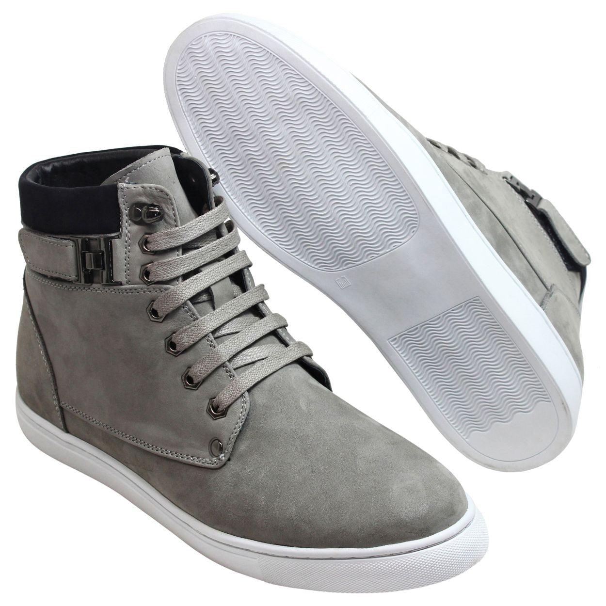T53120 - 2.6 Inches Taller (Nubuck Grey) - High Top Men's Sneak-boot