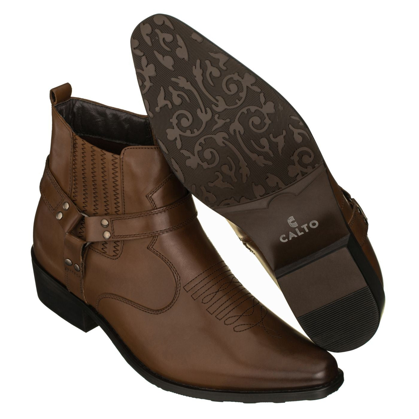 T8113 - 3.3 Inches Taller (Dark Brown) - Zipper Men's Boots