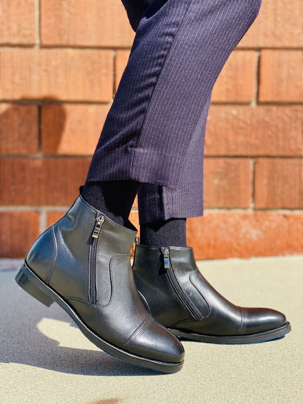 S28001 - 3.2 Inches Taller (Black) - Lightweight - Zipper Men's Boots