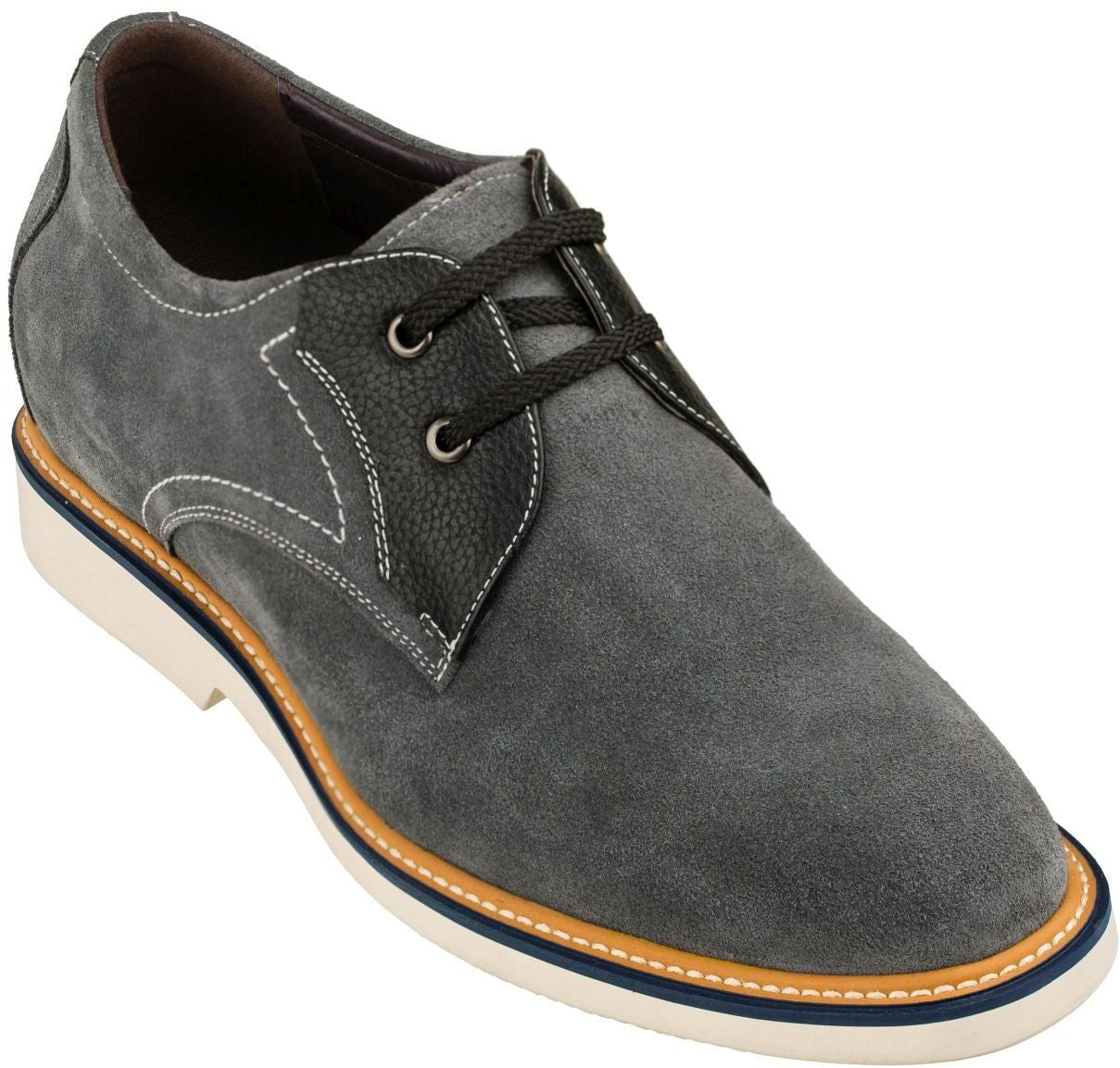 Business Casual Grey Leather Shoes 2.8 Inch - Y42023