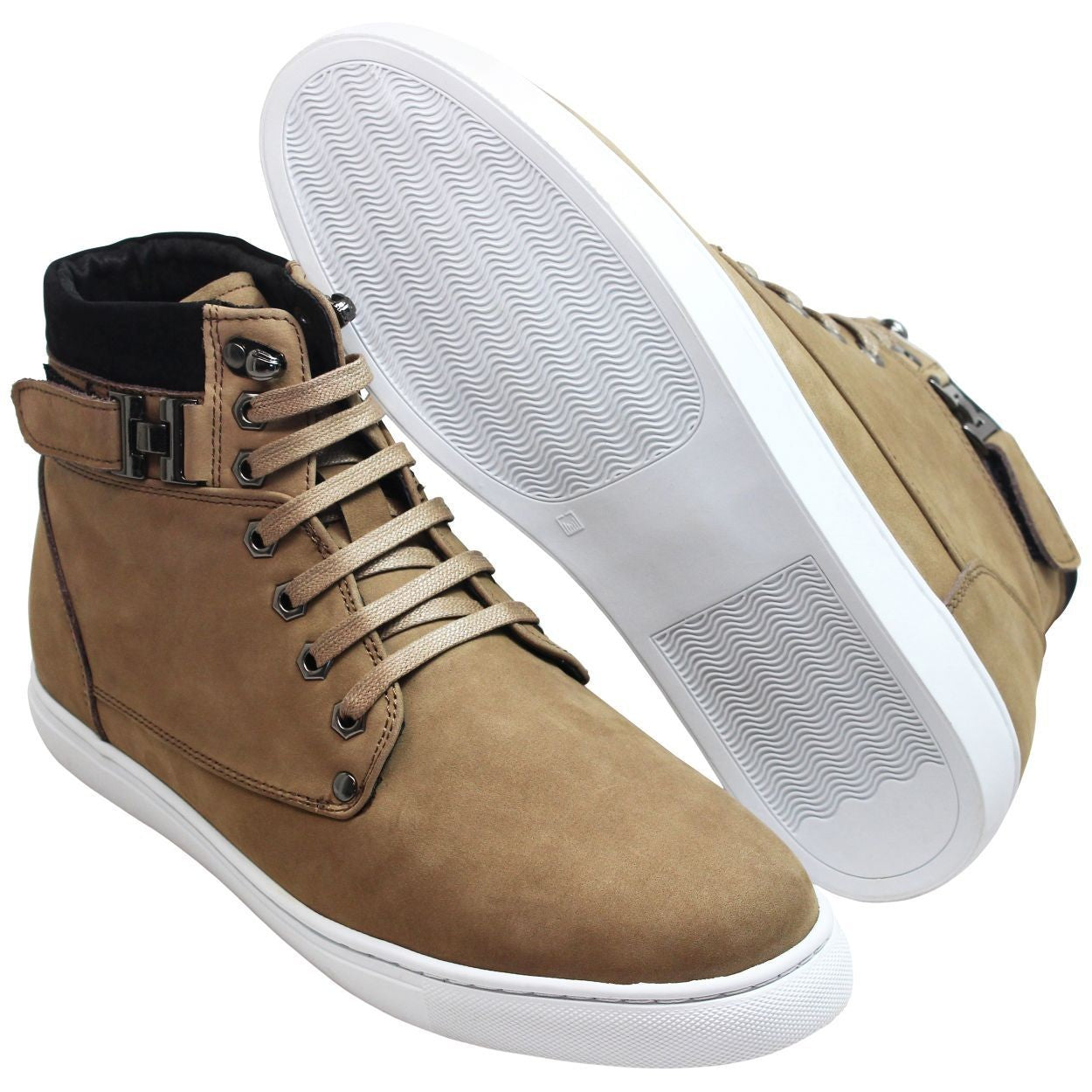 T53121 - 2.6 Inches Taller (Nubuck Tan) - High Top Men's Sneak-boot