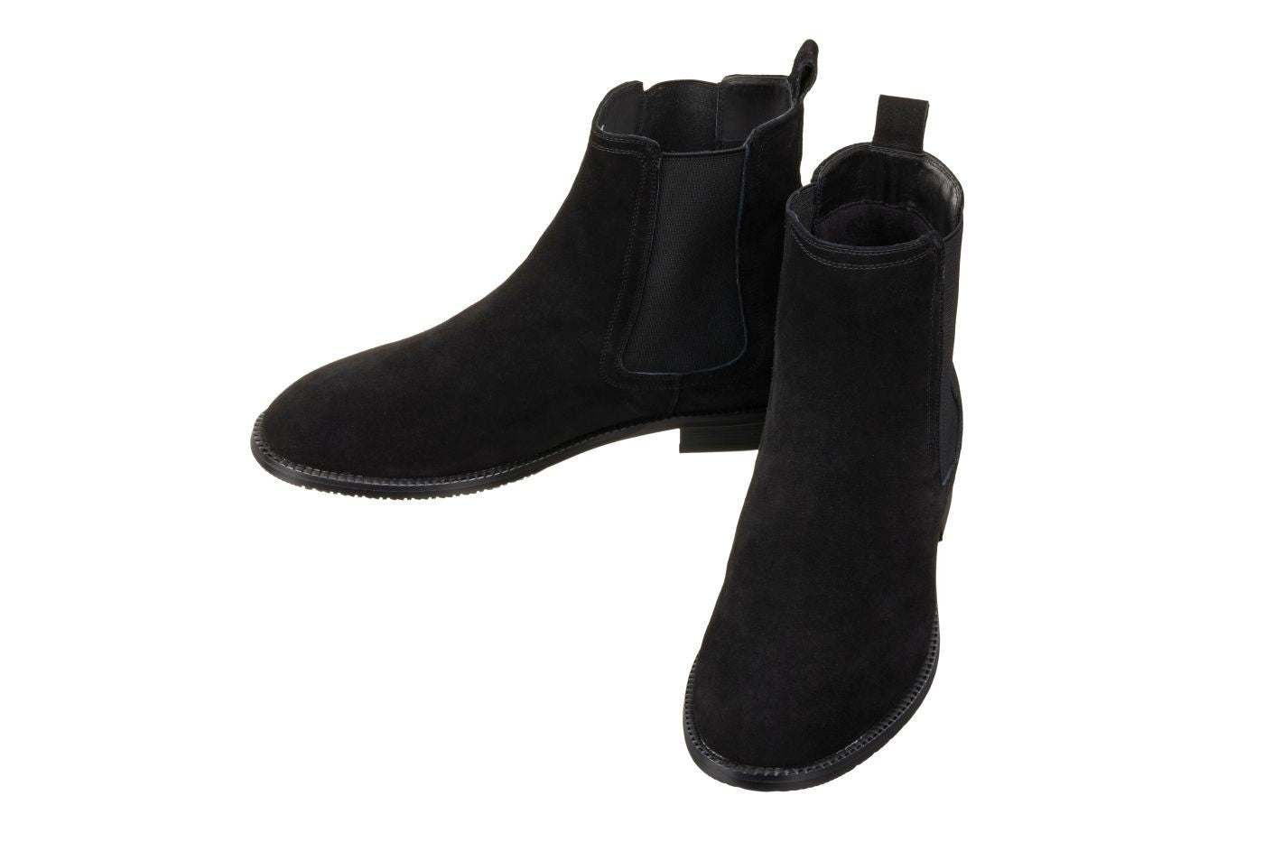 K33090 - 2.9 Inches Taller (Black) - Suede Chelsea Men's Boot
