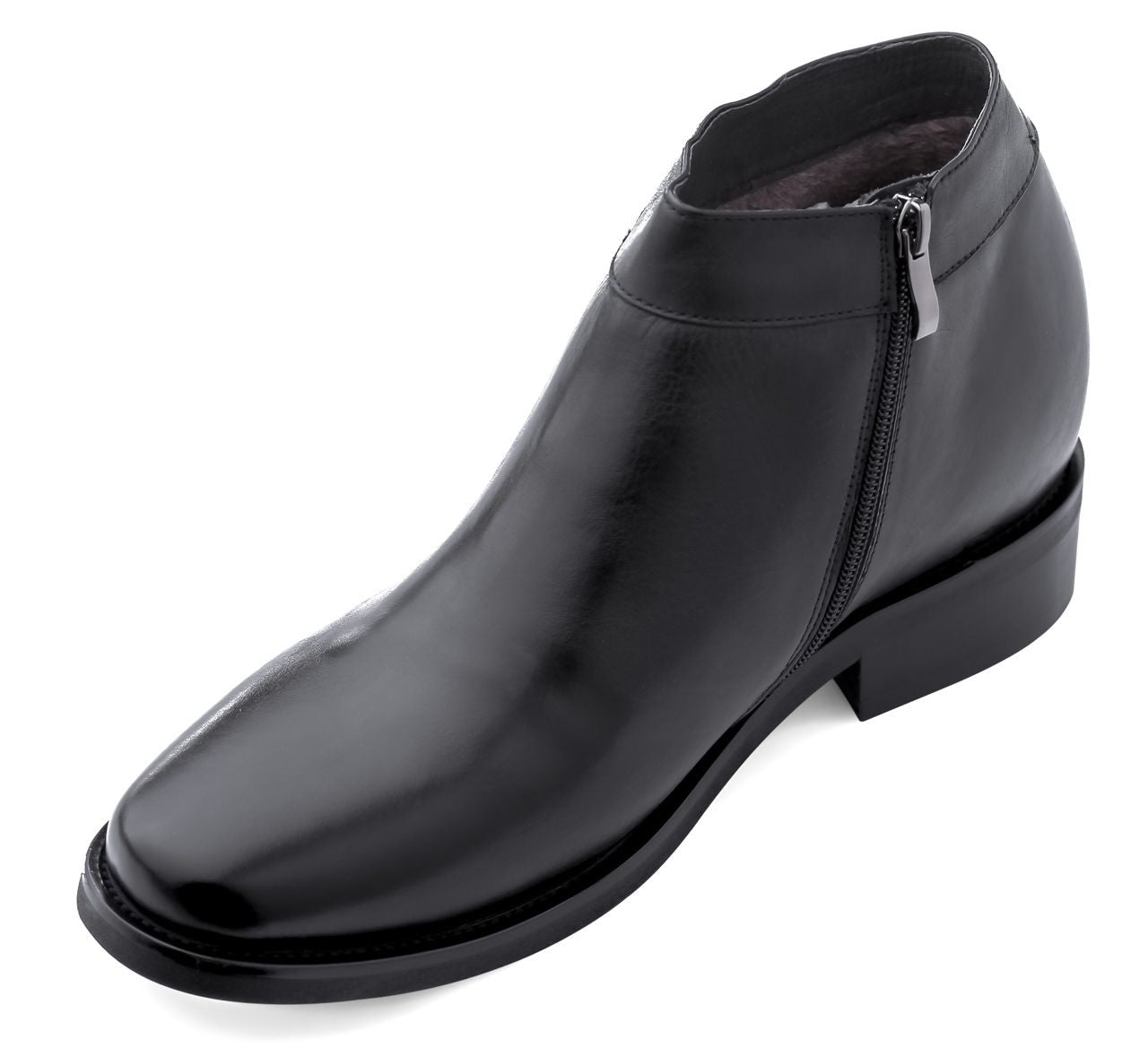 K50658 - Black Leather Zipper Dress Men's Boots - 3.2 Inches