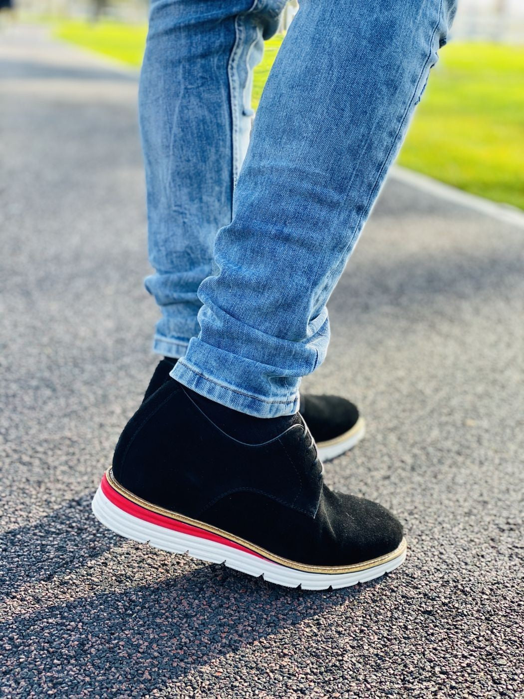 Y4222 - 3.2 Inches Taller (Nubuck Black) - Men's Shoes