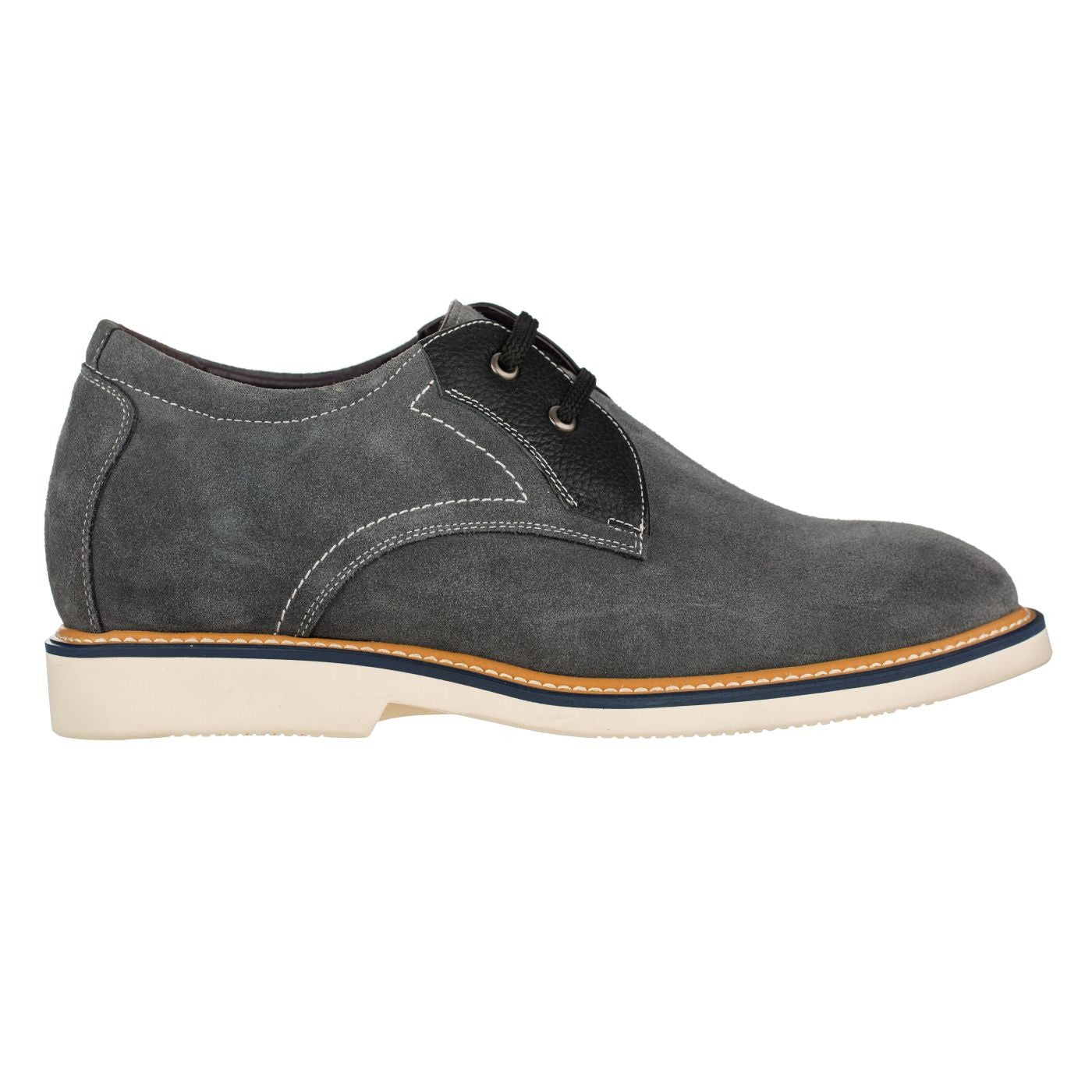 Business Casual Grey Leather Shoes 2.8 Inch - Y42023