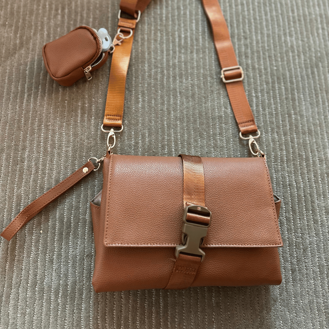 Leather Changing Bag - Everyday Changing Clutch (Black)