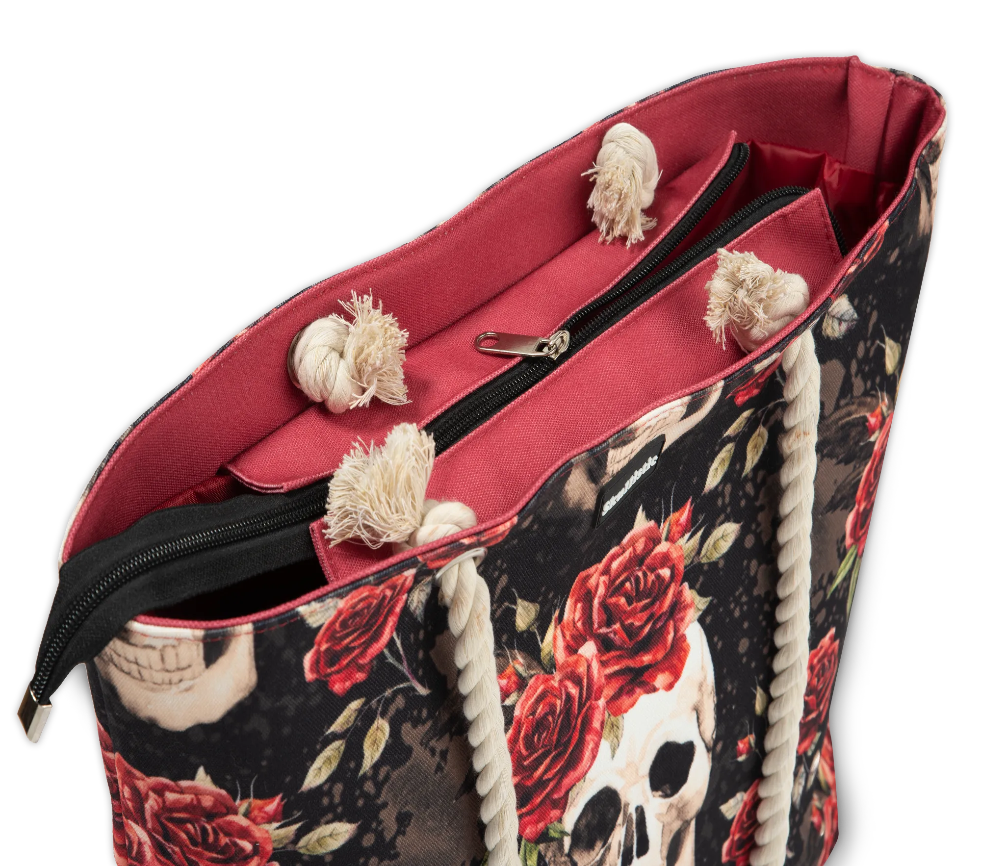 Vintage Flower Skull Shoulder Beach Bag