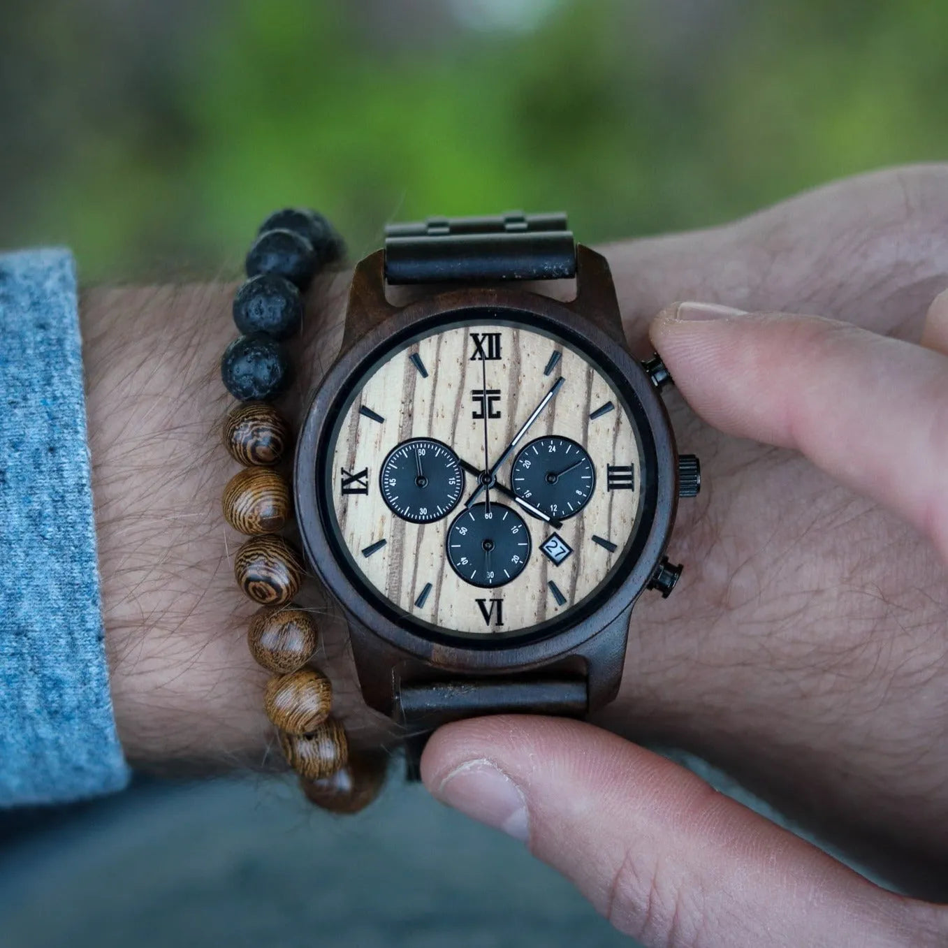 Wild Men's Watch | Black Sandalwood & Zebrawood Chronograph