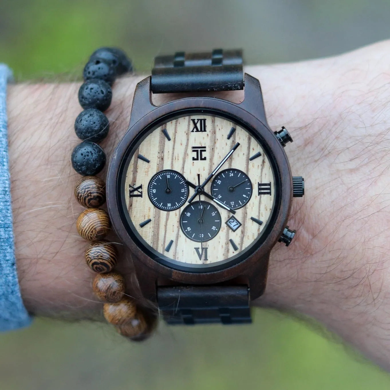 Wild Men's Watch | Black Sandalwood & Zebrawood Chronograph