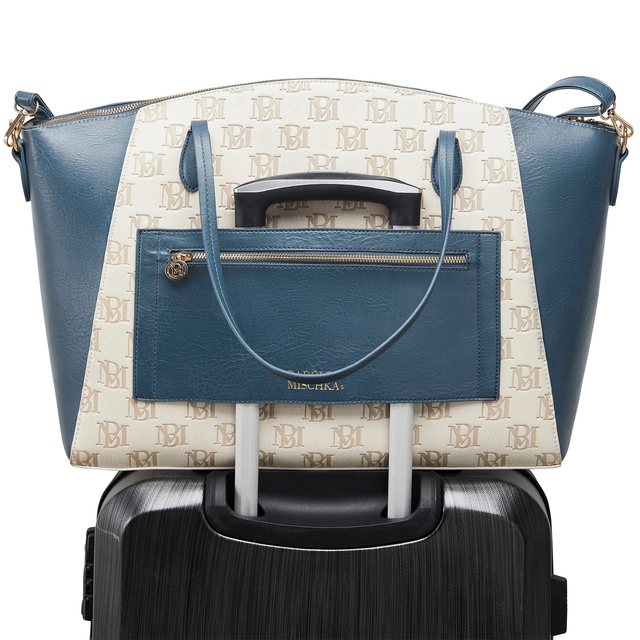 vegan leather purse bag with trolley strap for luggage badgley mischka