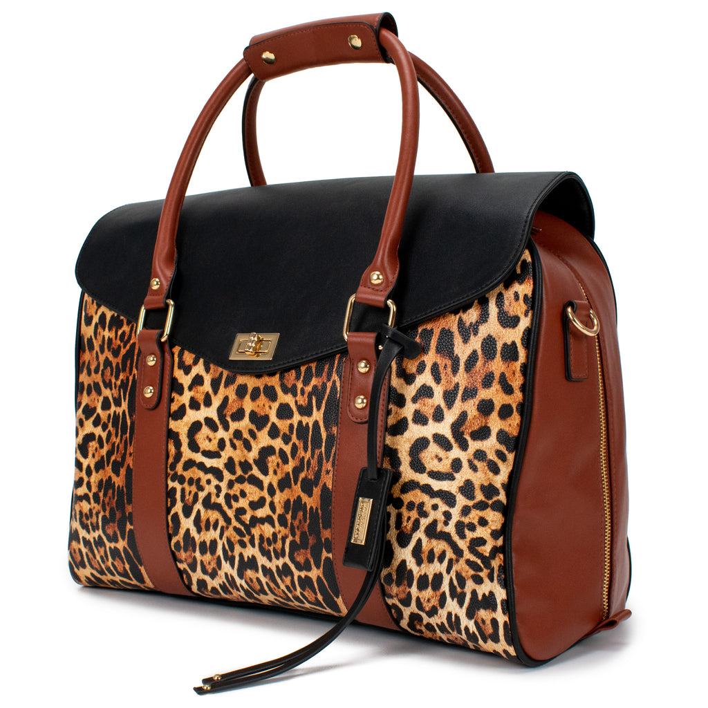 leopard print weekender bag