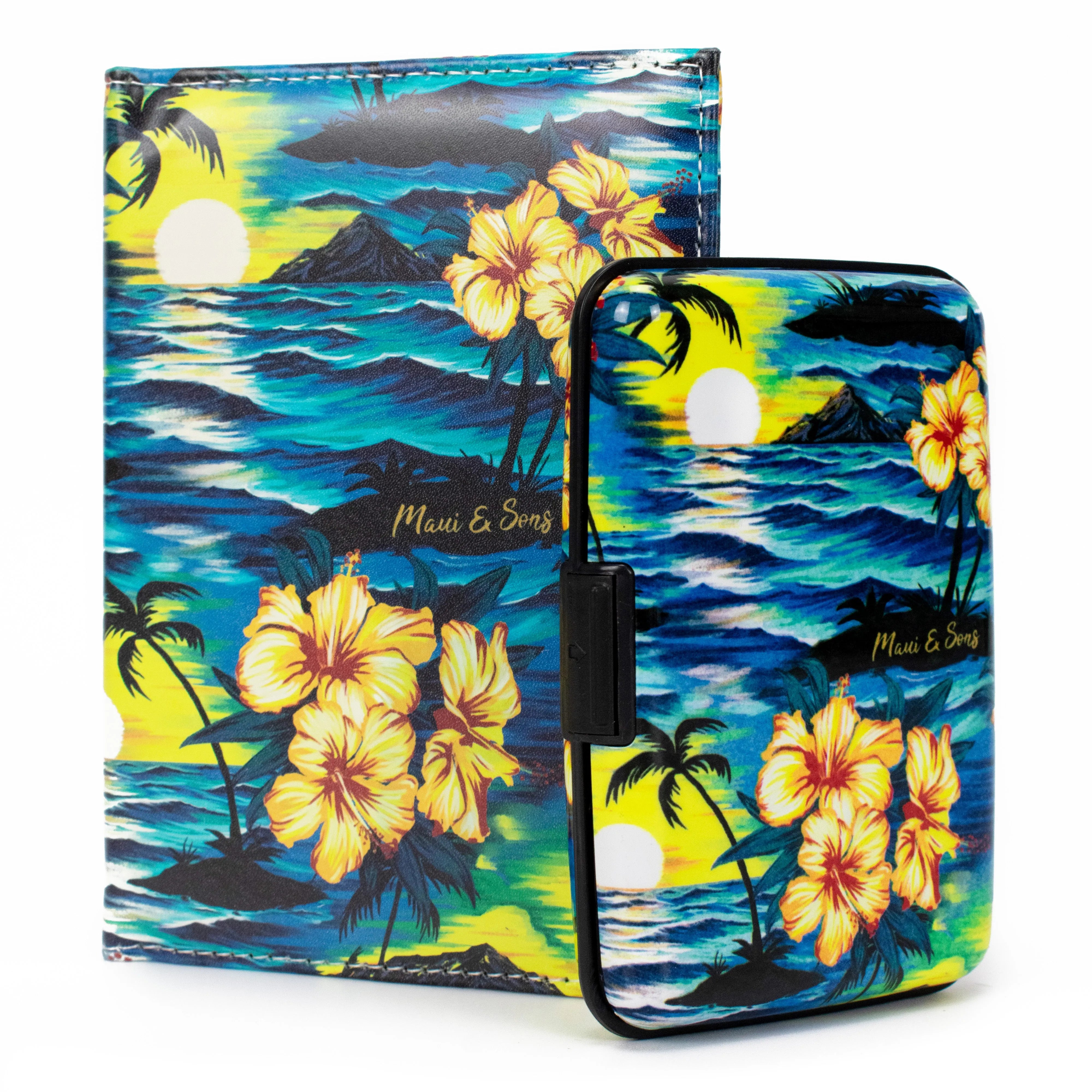 Maui & Sons Juego de funda para pasaporte y cartera RFID