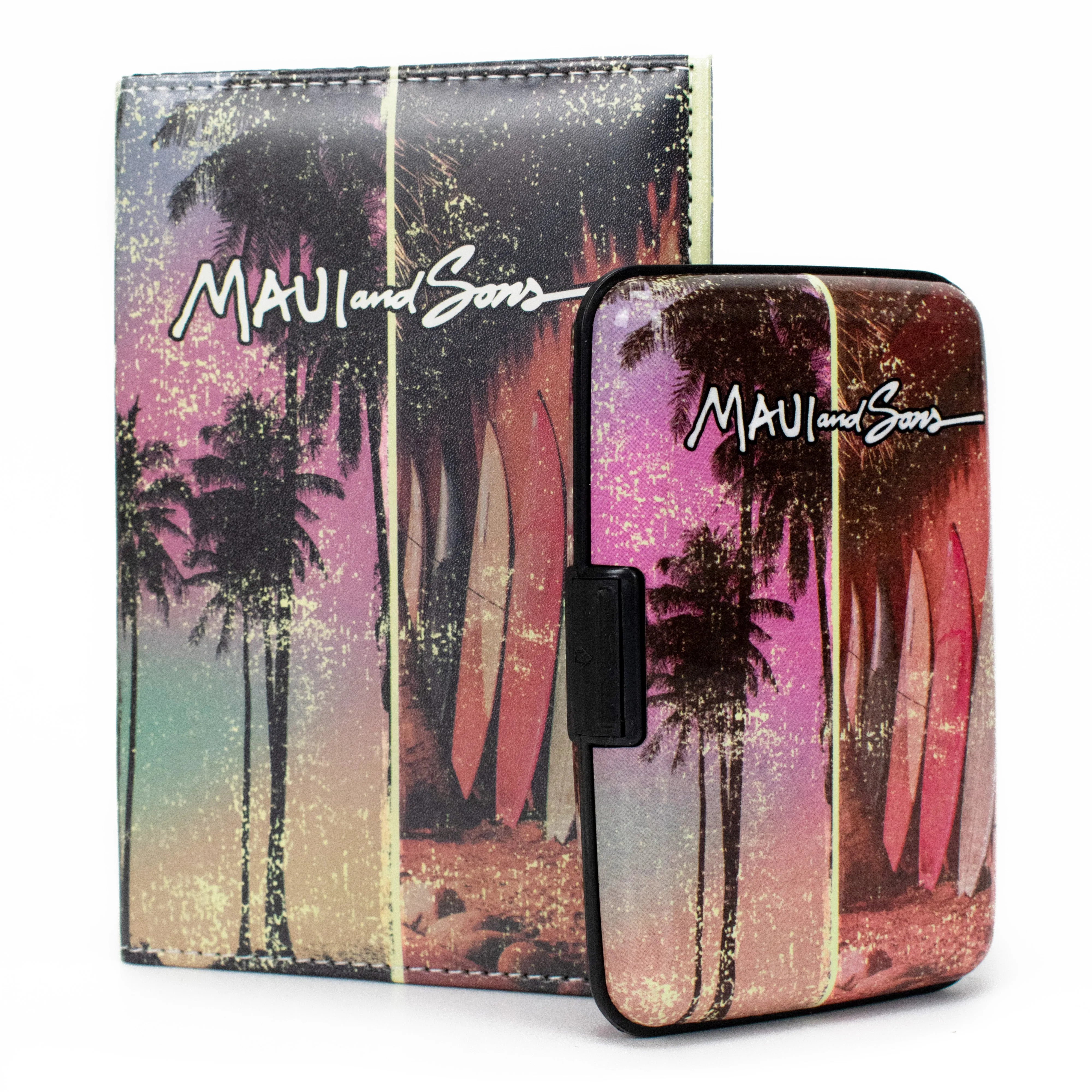 Maui & Sons Juego de funda para pasaporte y cartera RFID