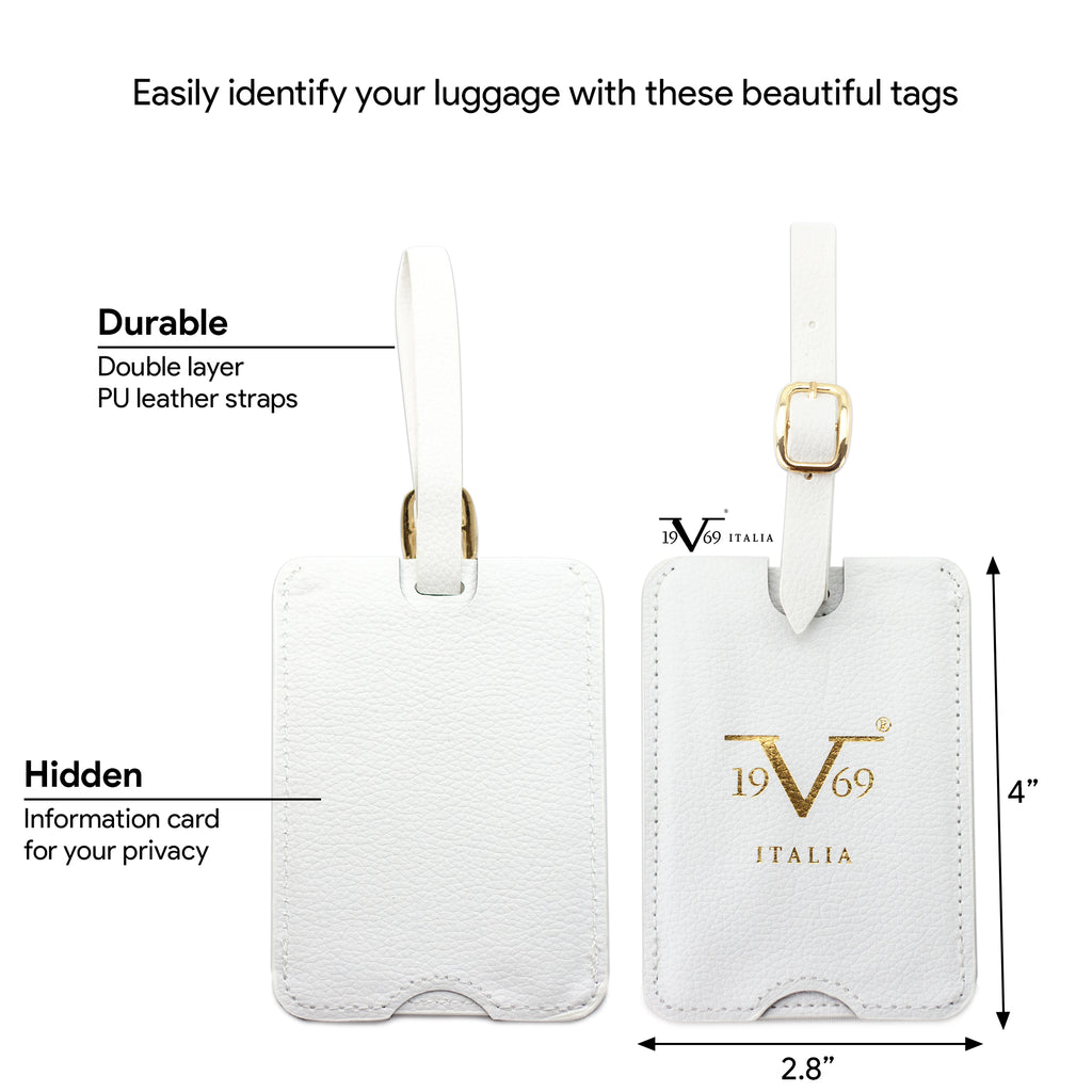 19V69 Italia white vegan leather luggage tag dimensions