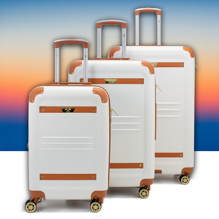 White Retro Luggage Set