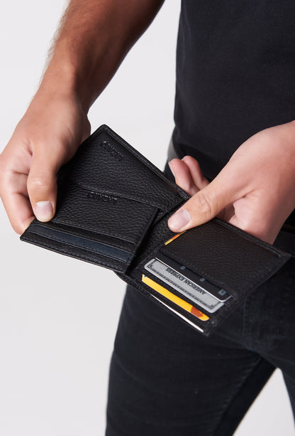 Heritage Black Leather Bifold Wallet With Removable Card Holder