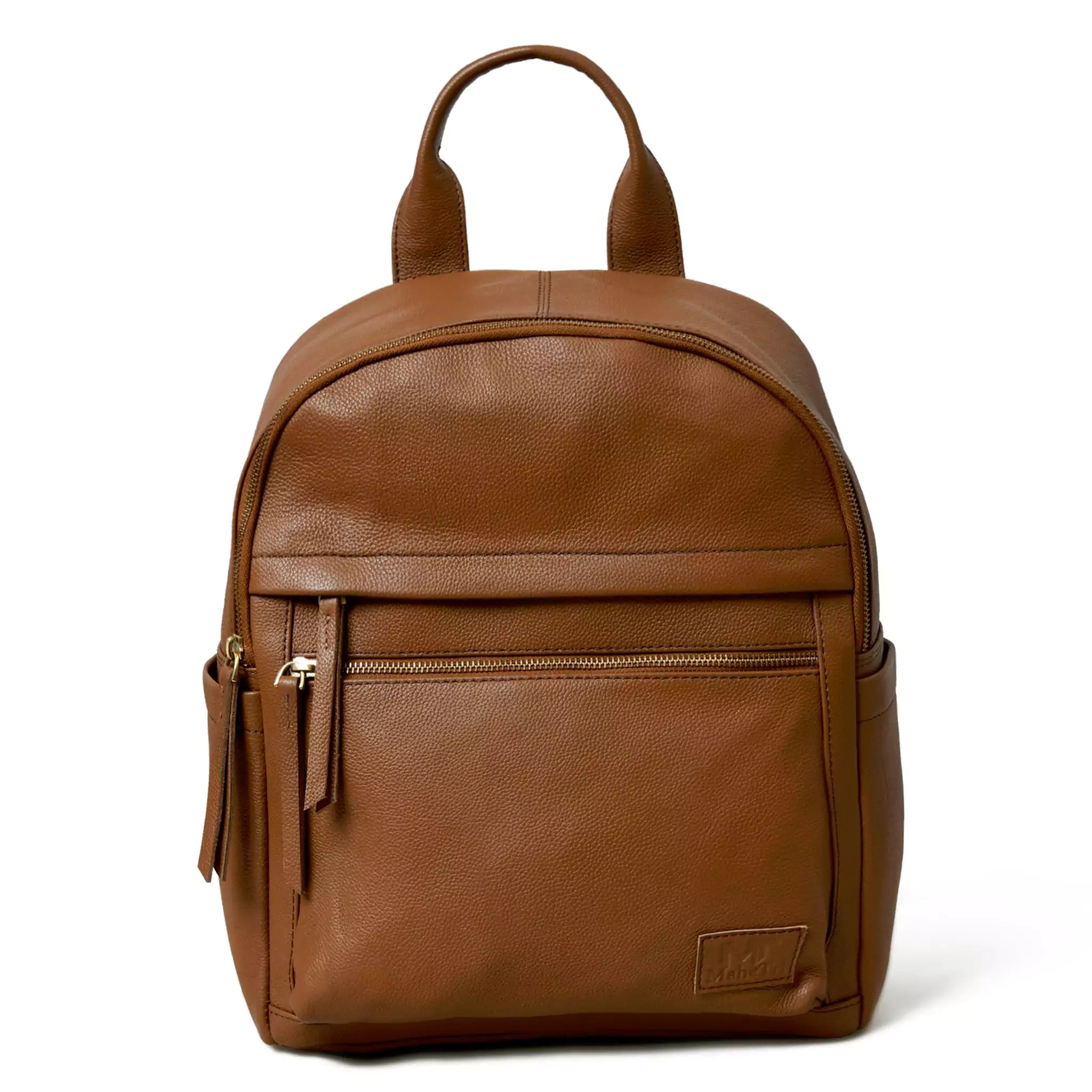 Tan Leather Multi Pocket Women's Backpack