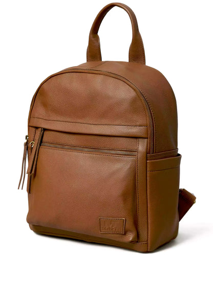 Tan Leather Multi Pocket Women's Backpack