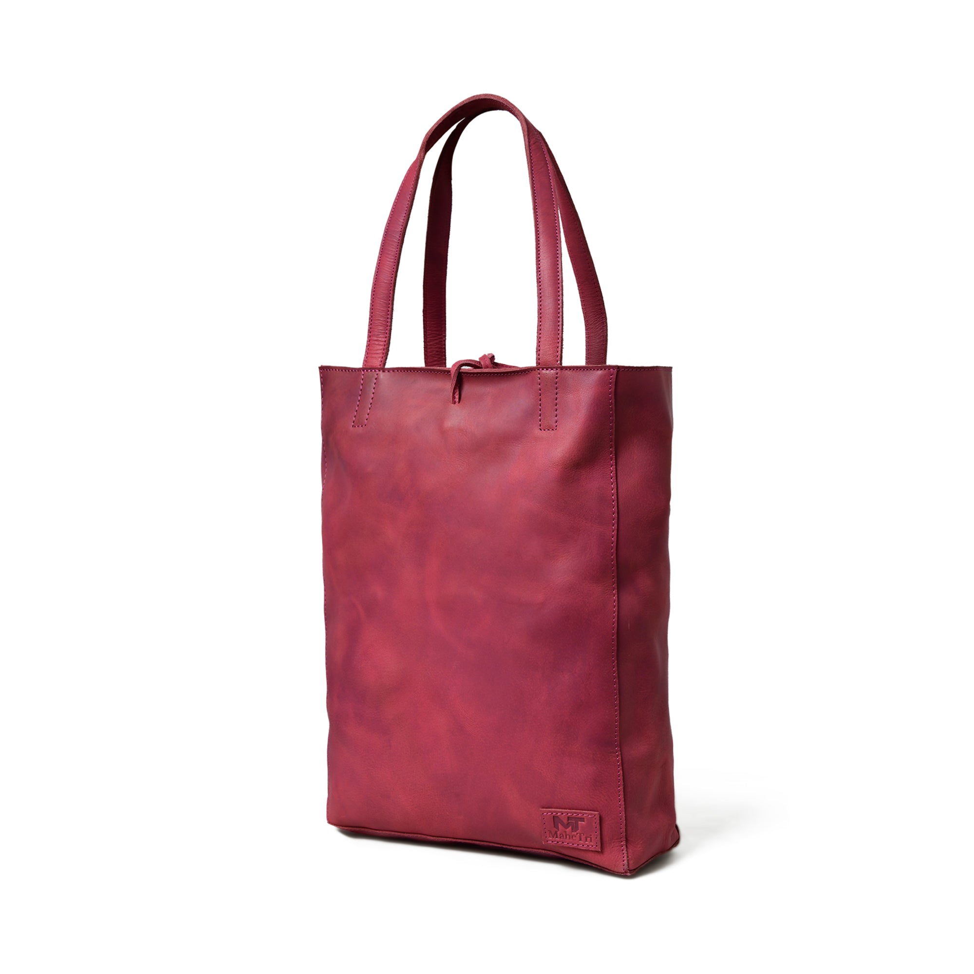 Maroon Leather Tote Bag