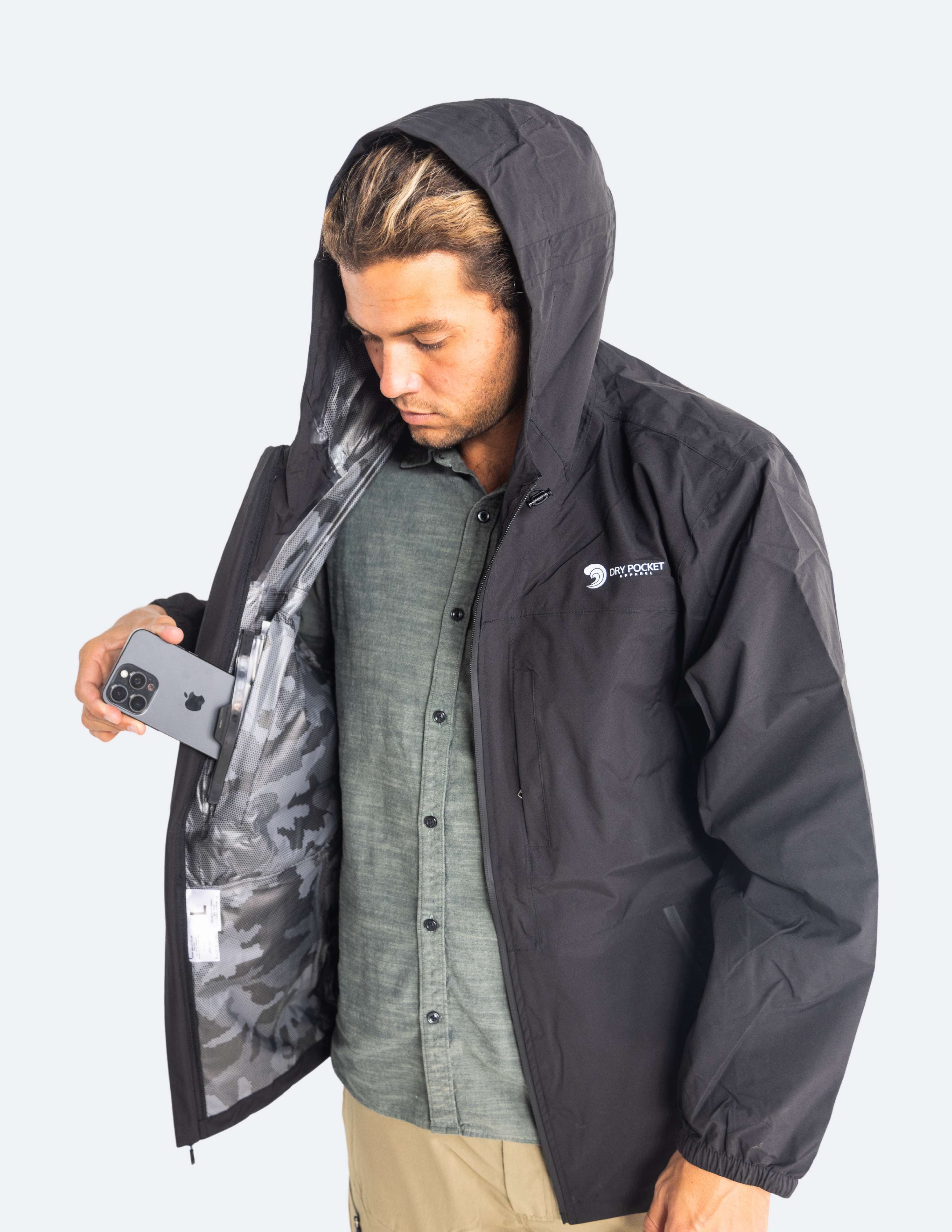 Black Fin - Waterproof Pocket Rain Jacket