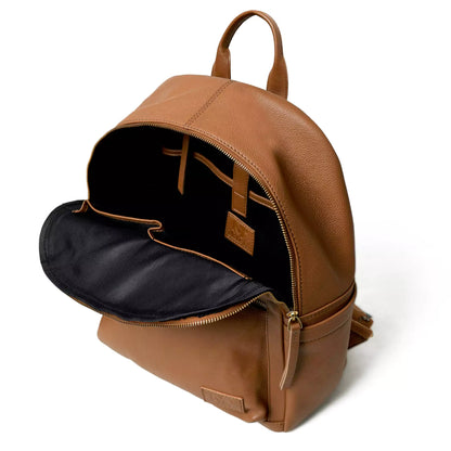 Tan Leather Multi Pocket Women's Backpack