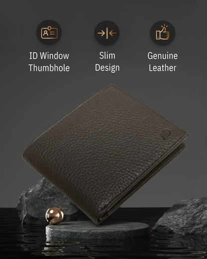 Leather Bifold Wallet with Flip-Up ID Window