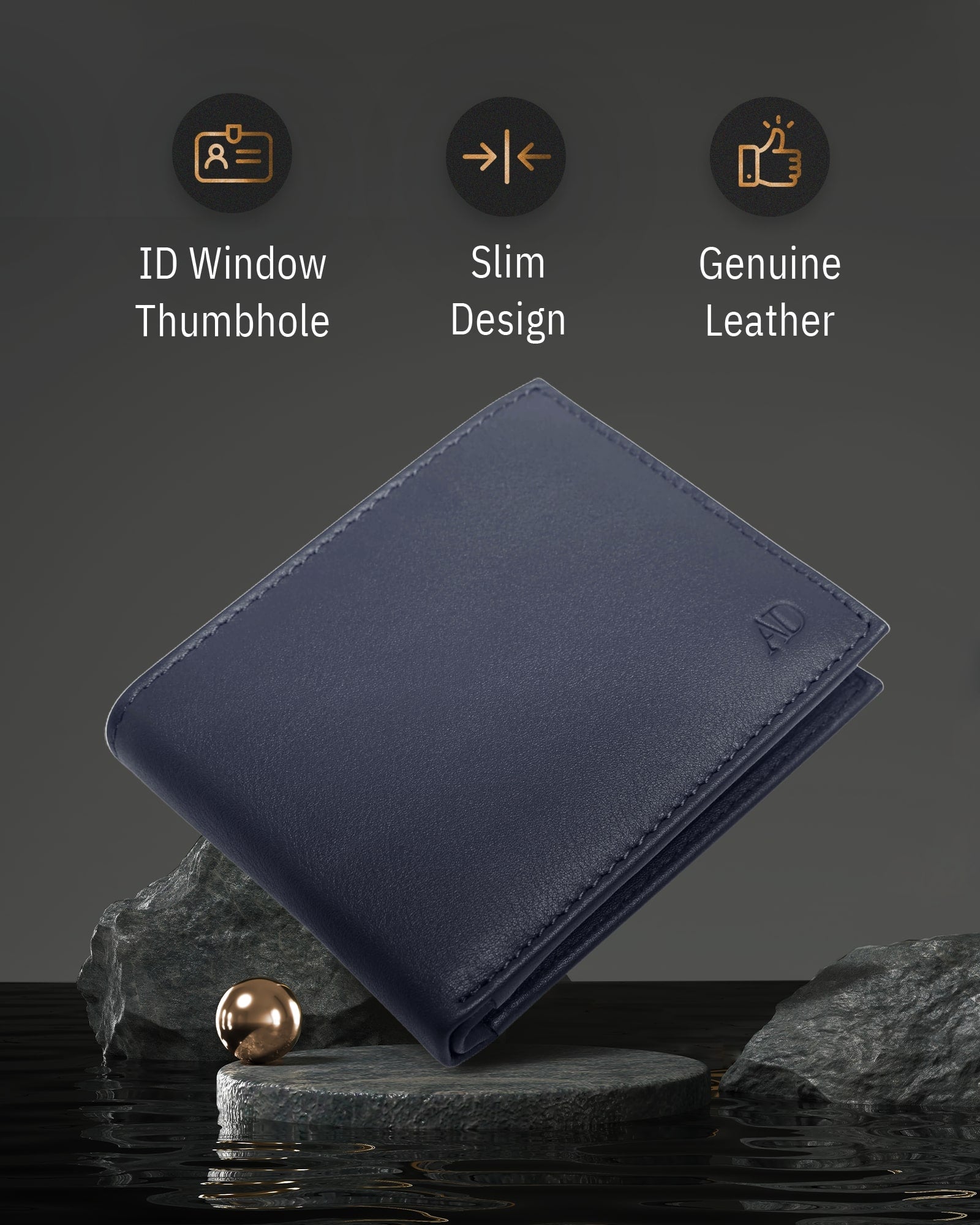 Leather Bifold Wallet with Flip-Up ID Window