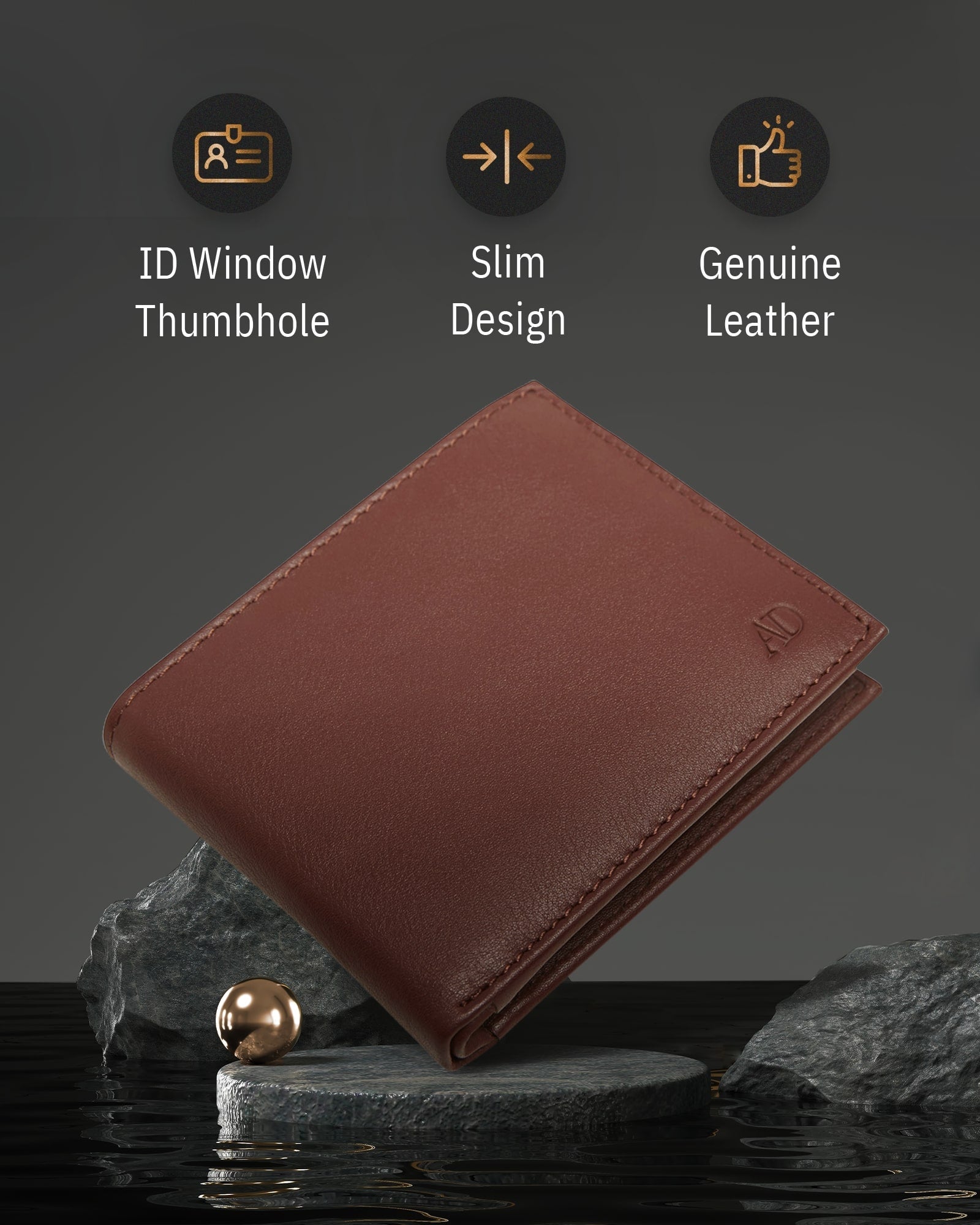 Leather Bifold Wallet with Flip-Up ID Window