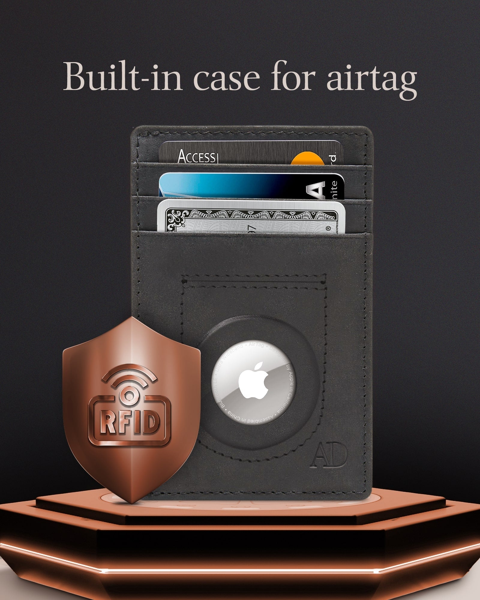 Leather Card Holder with Air Tag Holder