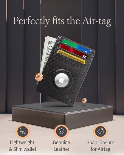 Leather Card Holder with Air Tag Holder