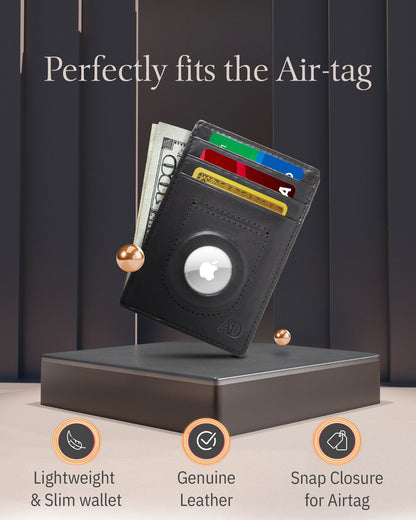 Leather Card Holder with Air Tag Holder