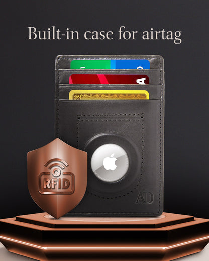 Leather Card Holder with Air Tag Holder