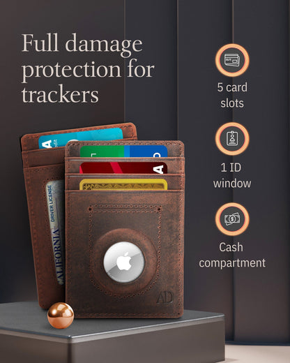 Leather Card Holder with Air Tag Holder