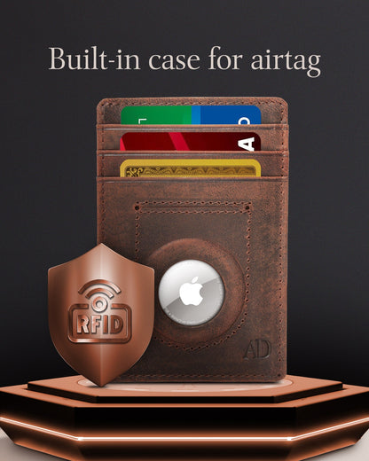 Leather Card Holder with Air Tag Holder