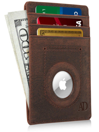 Leather Card Holder with Air Tag Holder