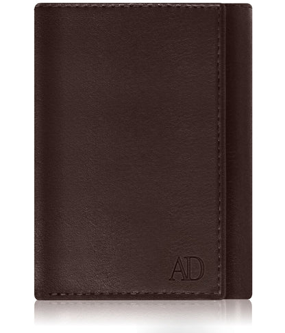 Leather Trifold RFID Wallet with Flip-Up ID