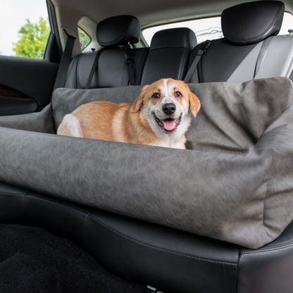 PupProtector™ Faux Leather Memory Foam Dog Car Bed - Slate Gray