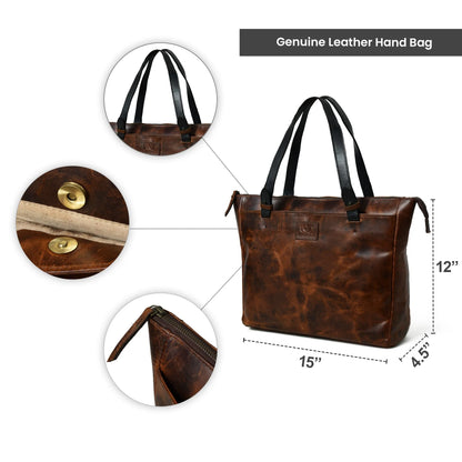 Portland Leather Tote with Zipper