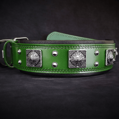 The "Eros" Dog Collar 2.5-inch Wide. Green