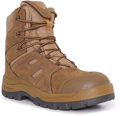 AB001 Men's 8" Steel Toe Tactical Boots, Outdoor Lightweight Coyote Military Boots for Hiking Work Combat