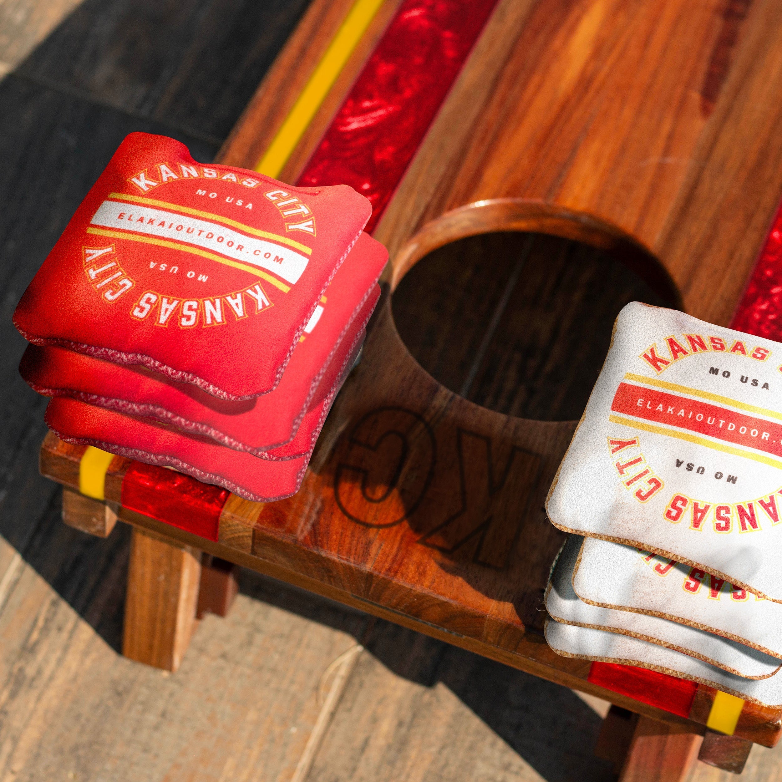 1ft x 2ft Gameday Teams Epoxy Resin Wood Compact Travel Cornhole Board Set