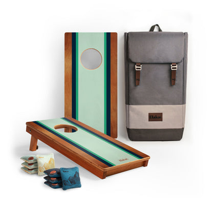 1ft x 2ft Graphic Wood Travel Cornhole Set | Classic Beach Stripes Collection